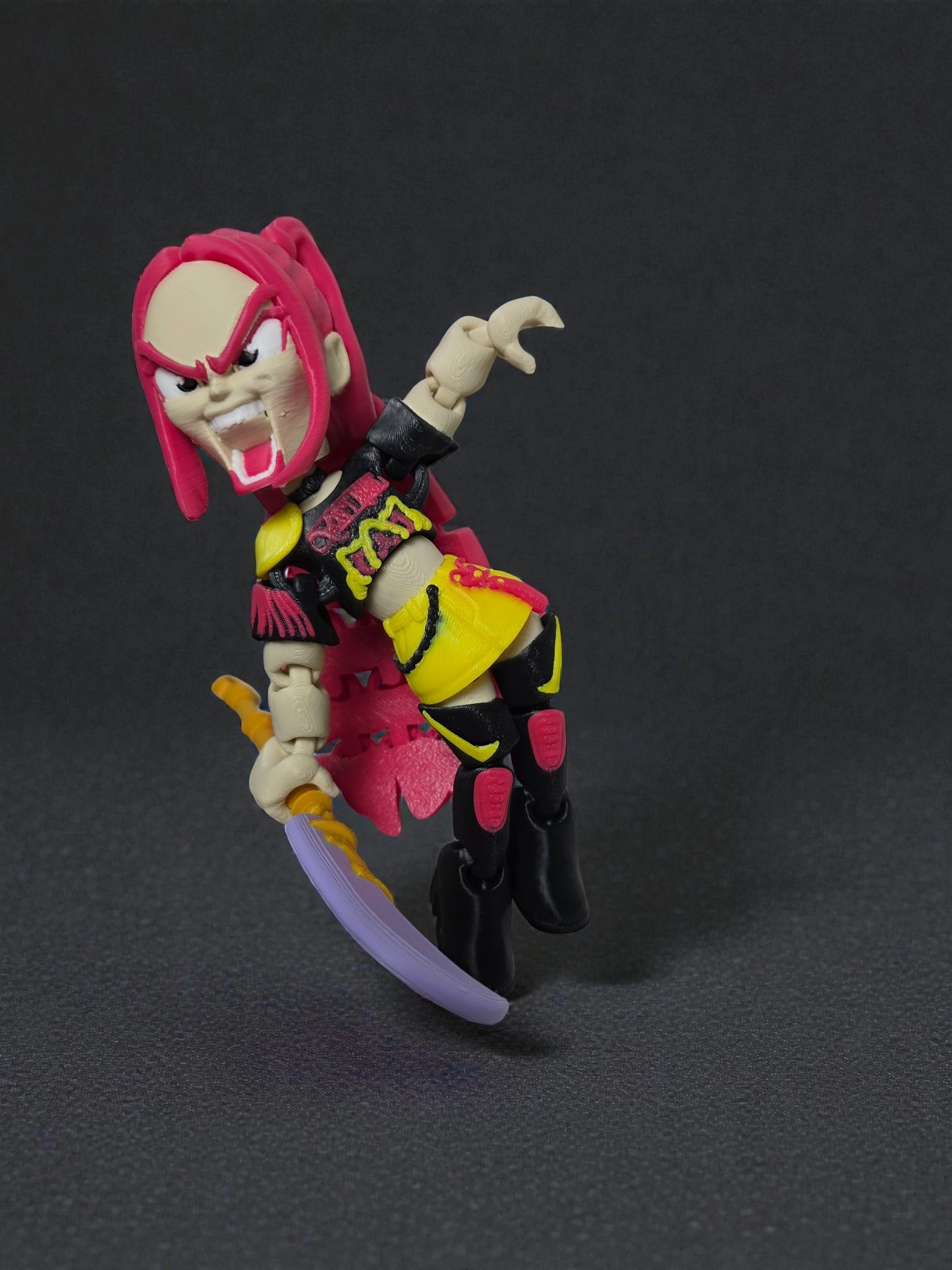 Flexi Mira K Pop Demon Hunter Inspired Action Figurine 6 Inch Art Toy with Pink Hair and Gold Sword Fully Articulated Collectible Figure for K Pop Fans