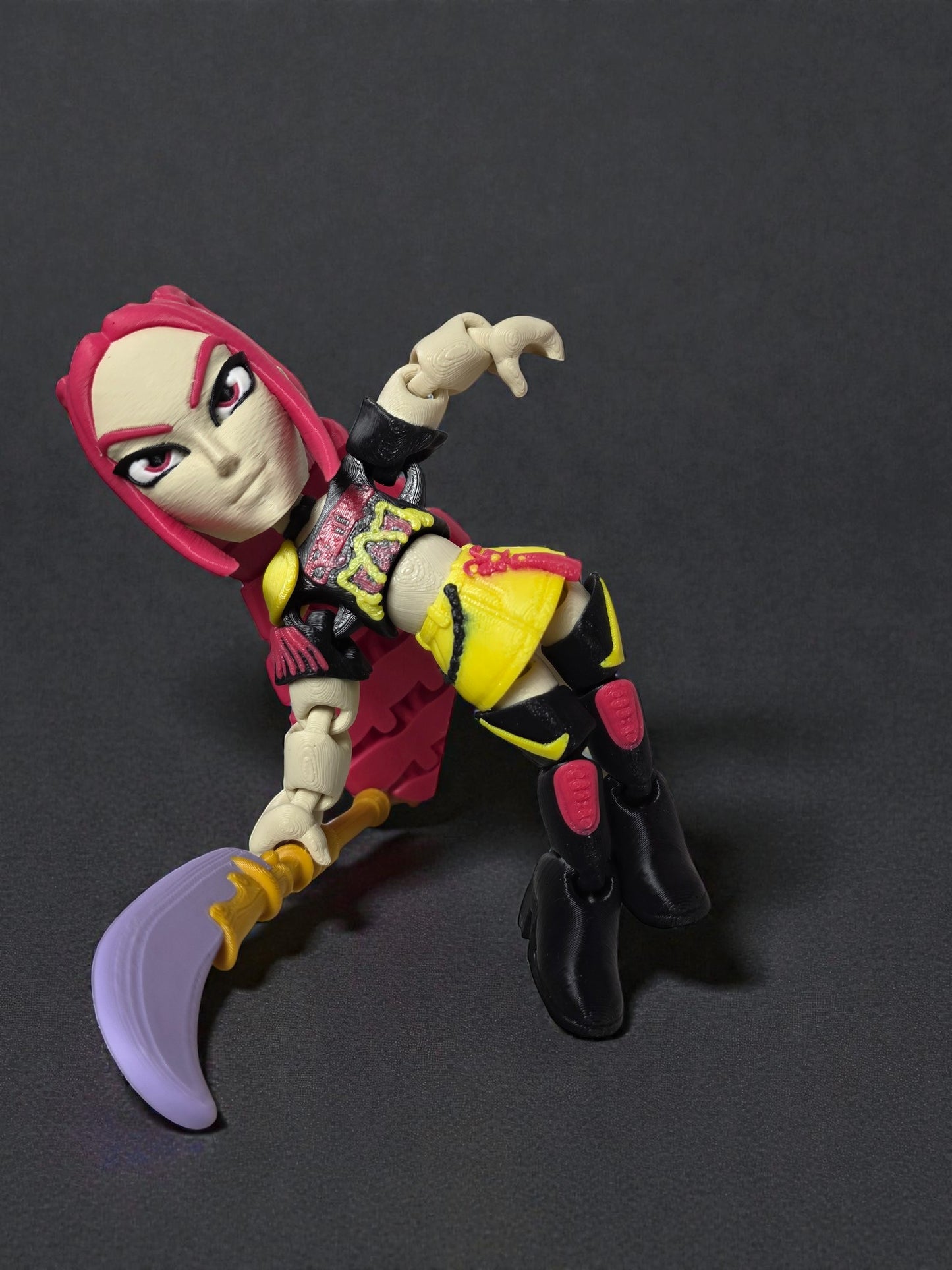 Flexi Mira K Pop Demon Hunter Inspired Action Figurine 6 Inch Art Toy with Pink Hair and Gold Sword Fully Articulated Collectible Figure for K Pop Fans