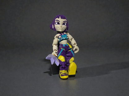 Flexi Zoey K Pop Demon Hunter Action Figurine 6 Inch Art Toy with Purple Hair Yellow Boots Fully Poseable Collectible for K Pop Fans