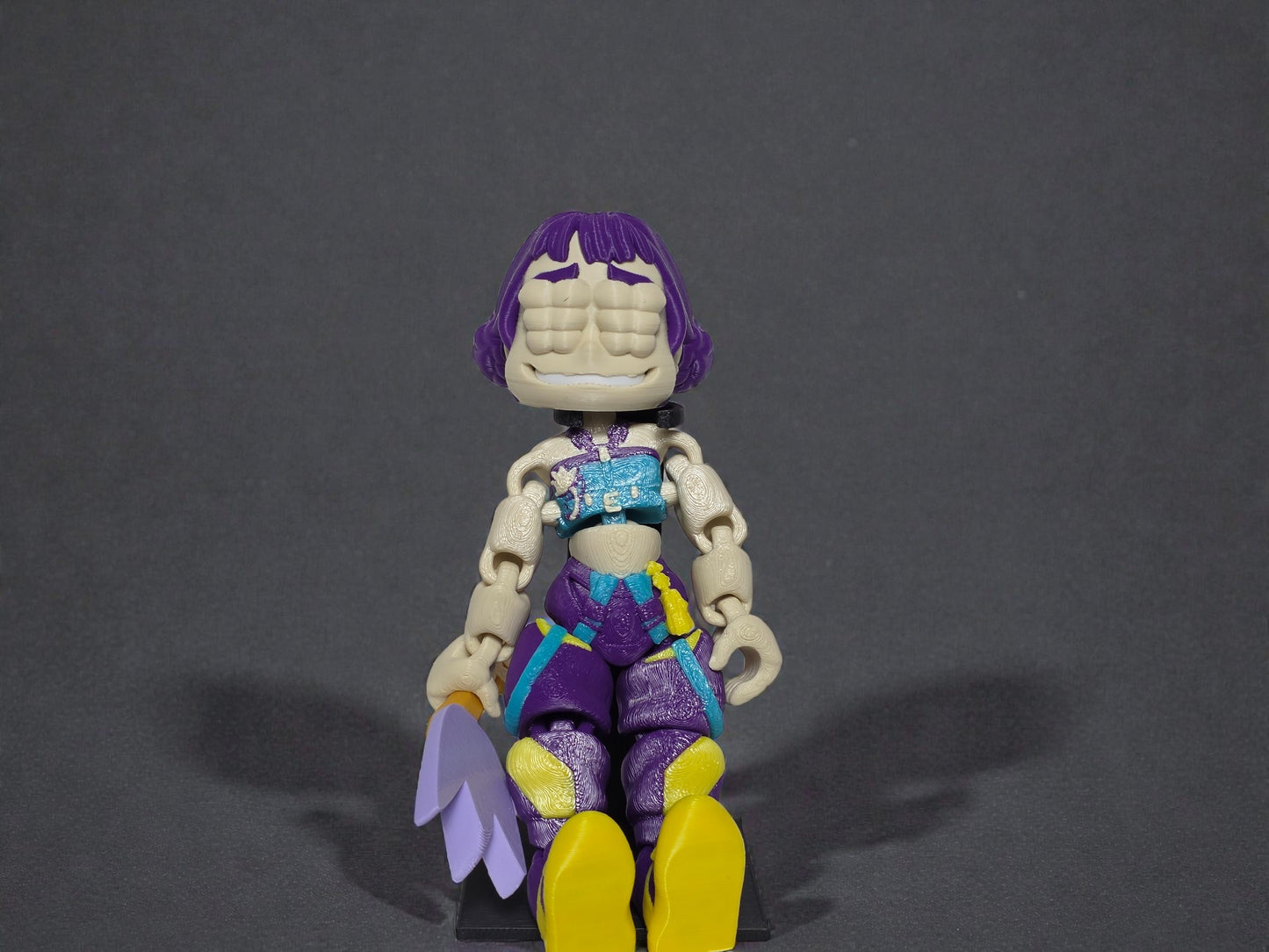 Flexi Zoey K Pop Demon Hunter Action Figurine 6 Inch Art Toy with Purple Hair Yellow Boots Fully Poseable Collectible for K Pop Fans