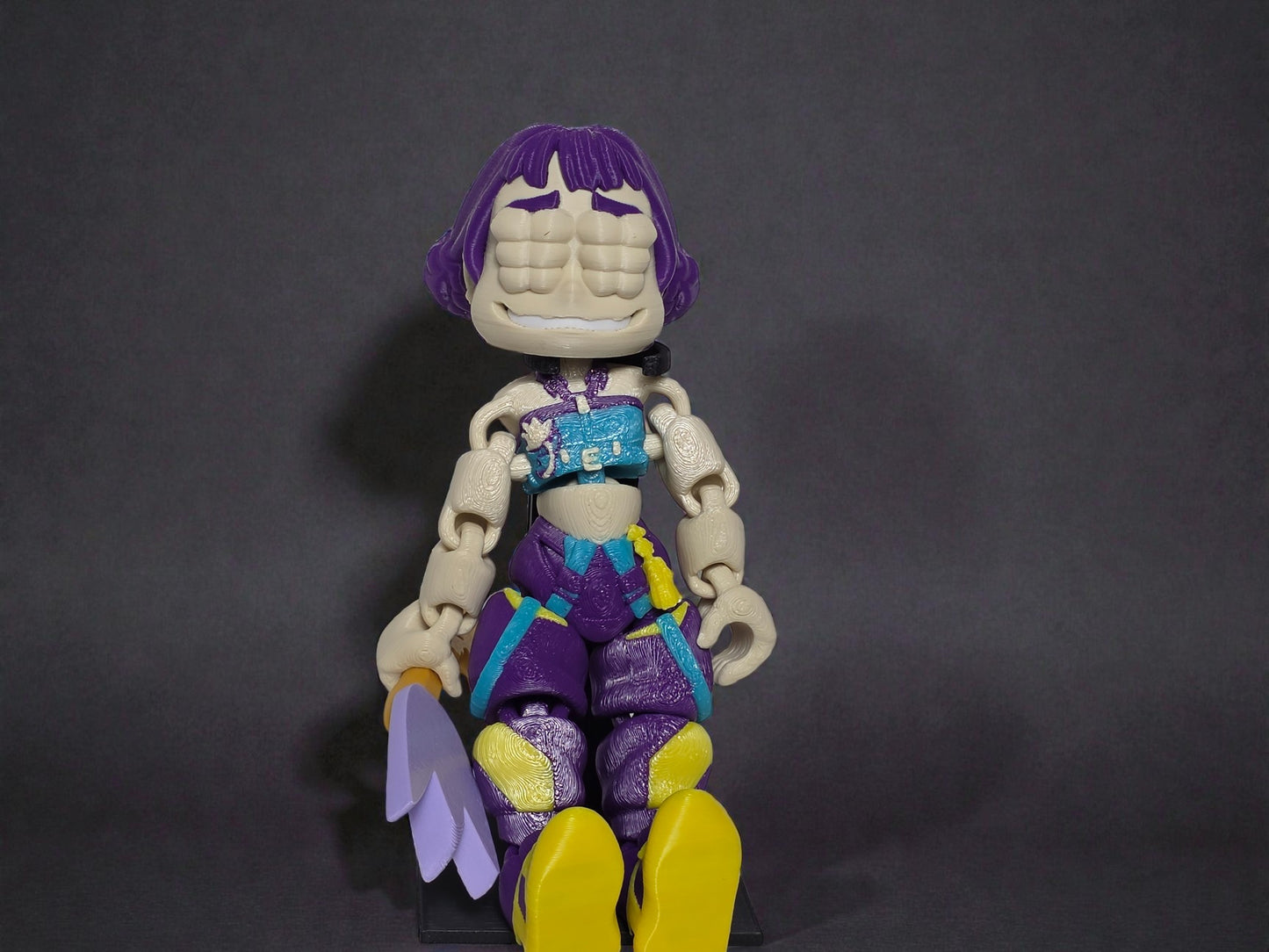 Flexi Zoey K Pop Demon Hunter Action Figurine 6 Inch Art Toy with Purple Hair Yellow Boots Fully Poseable Collectible for K Pop Fans