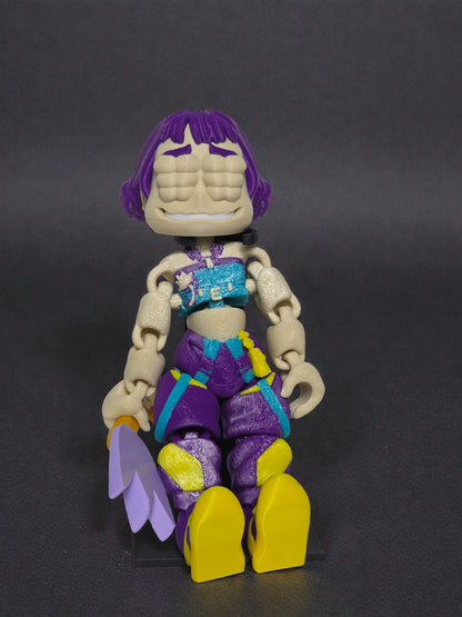 Flexi Zoey K Pop Demon Hunter Action Figurine 6 Inch Art Toy with Purple Hair Yellow Boots Fully Poseable Collectible for K Pop Fans