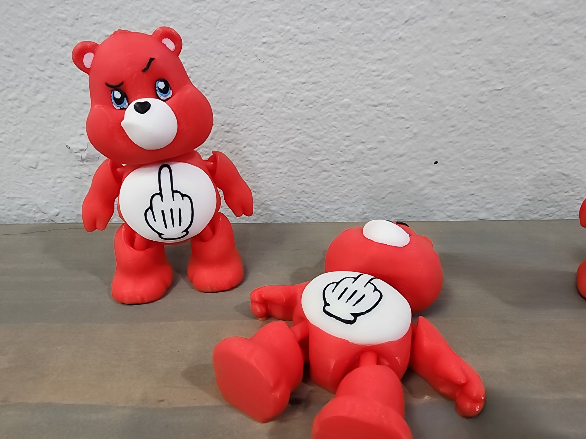 Rude Bear Gesture Figurine - Funny 3D Printed Middle Finger Display ...