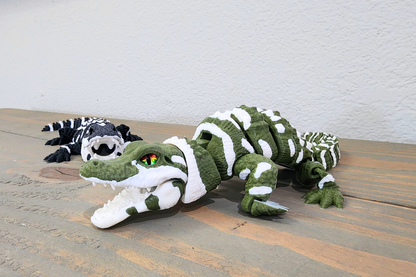 3D-Printed Articulated Alligator with Glass Eyes – Realistic & Poseable