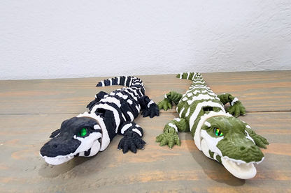 3D-Printed Articulated Alligator with Glass Eyes – Realistic & Poseable