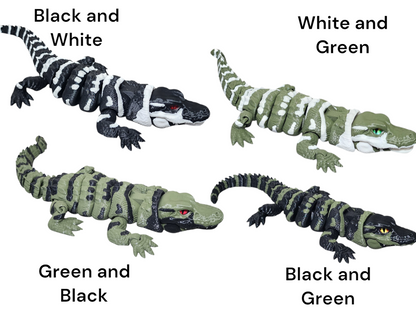 3D-Printed Articulated Alligator with Glass Eyes – Realistic & Poseable