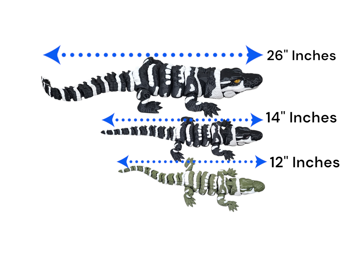 3D-Printed Articulated Alligator with Glass Eyes – Realistic & Poseable