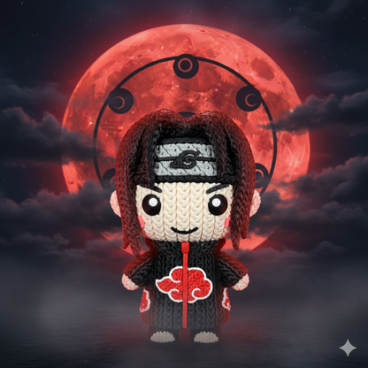 Itachi Inspired 3D Printed Figure – Crochet Texture Style – Anime Fan Art Display – 6" or 8"