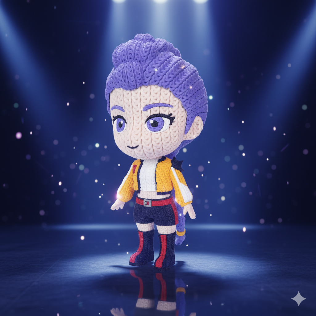 Rumi – K-Pop Demon Hunters–Inspired Crochet-Style Flexi Figure | 6” or 8” Tall