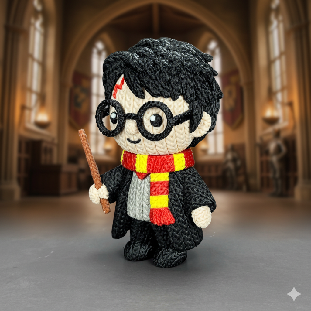 Wizard Inspired 3D Printed Figure – Crochet Texture Style – Magic School Fan Art – 6" or 8"