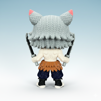 Inosuke Inspired 3D Printed Figure – Crochet Texture Style – Anime Fan Art Display – 6" or 8"