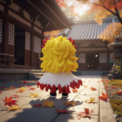 Rengoku-Inspired Flame Swordsman Flexi Figure – Crochet-Style Texture | 6” or 8” Tall