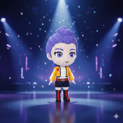 Rumi – K-Pop Demon Hunters–Inspired Crochet-Style Flexi Figure | 6” or 8” Tall