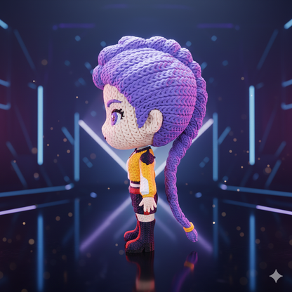 Rumi – K-Pop Demon Hunters–Inspired Crochet-Style Flexi Figure | 6” or 8” Tall