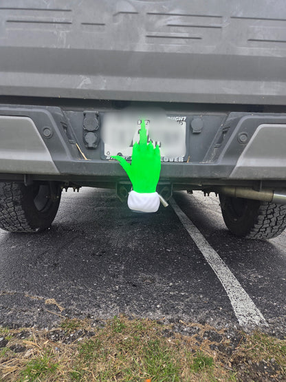 Grinch "Holiday Wave" Hitch Adapter - Funny Christmas Car Accessory with Bright Grinch-green Hand & Snowy Cuff for Festive Fun