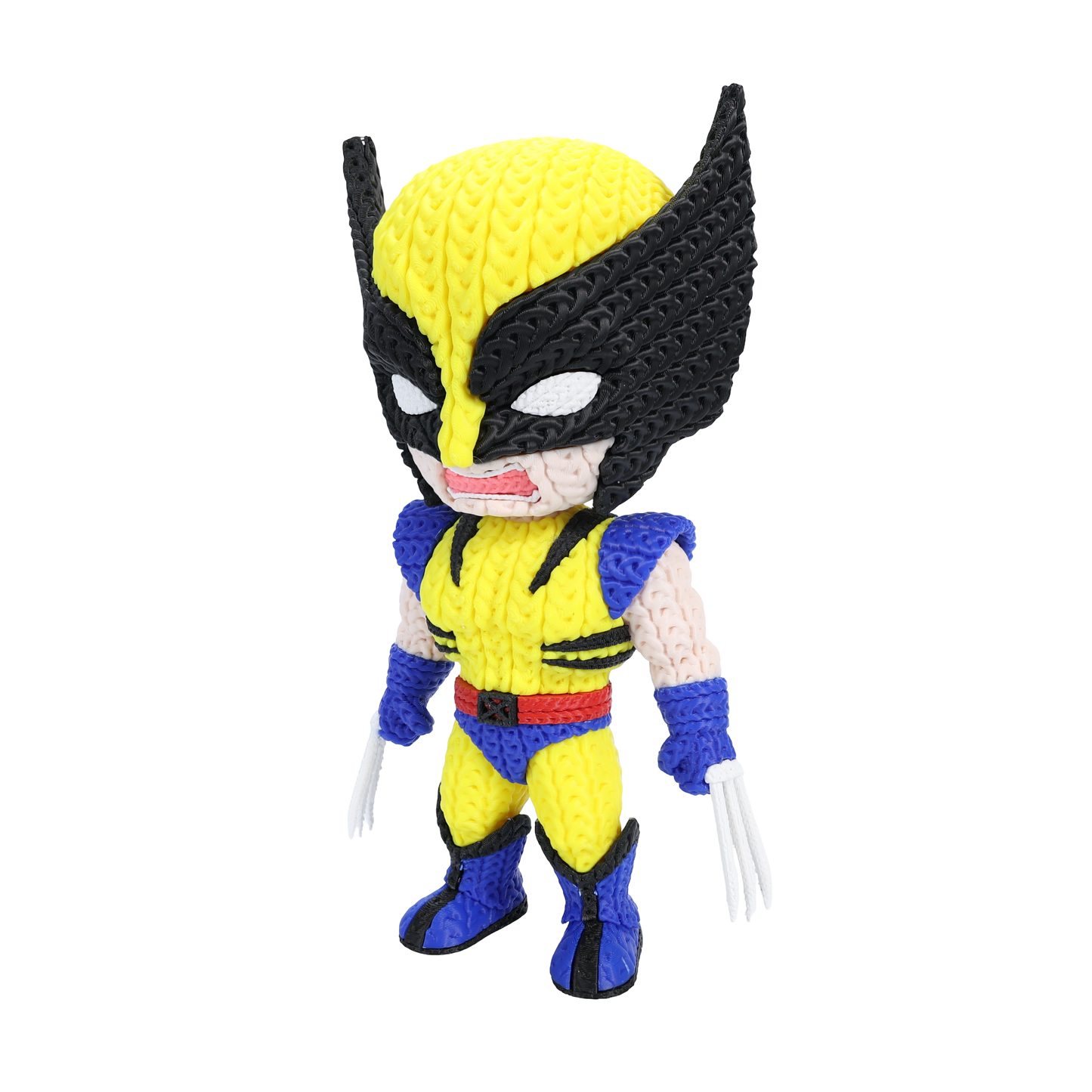 Wolverine Inspired 3D Printed Figure – Crochet Texture Style – Superhero Fan Art Display – 6" or 8"