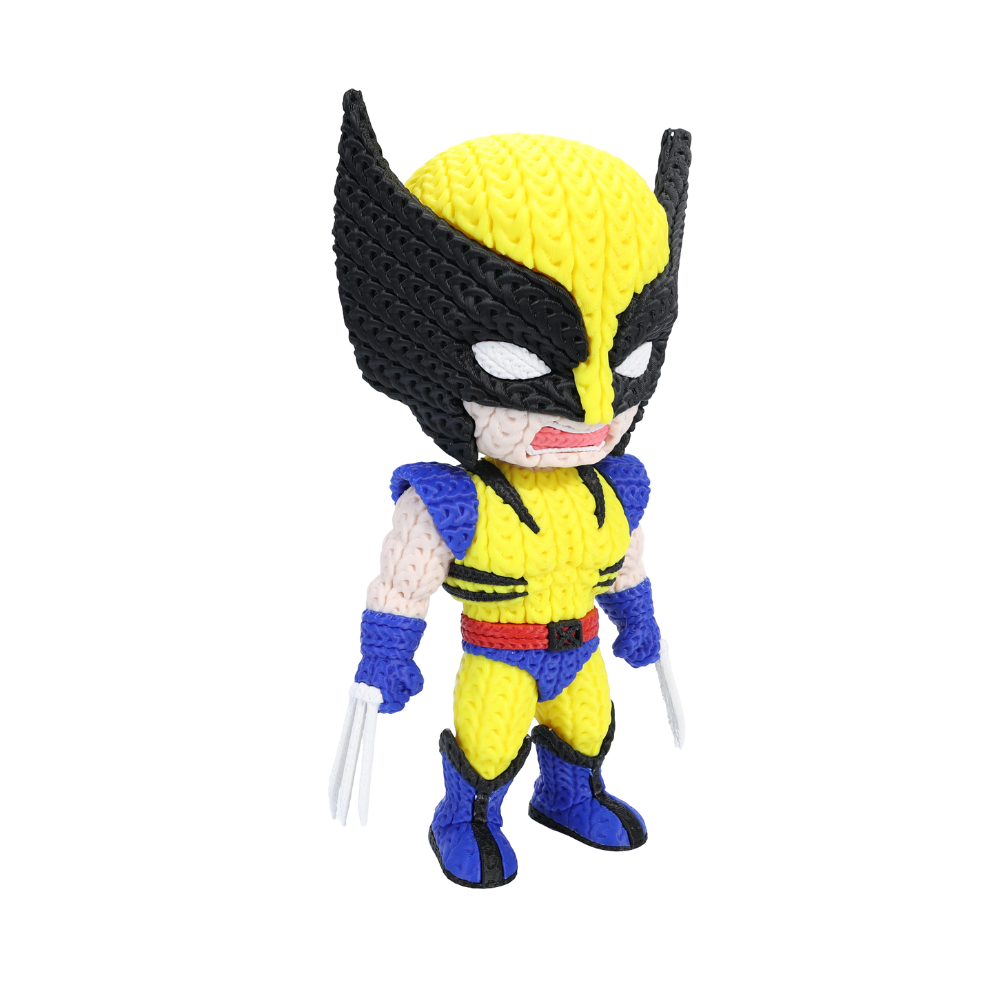 Wolverine Inspired 3D Printed Figure – Crochet Texture Style – Superhero Fan Art Display – 6" or 8"