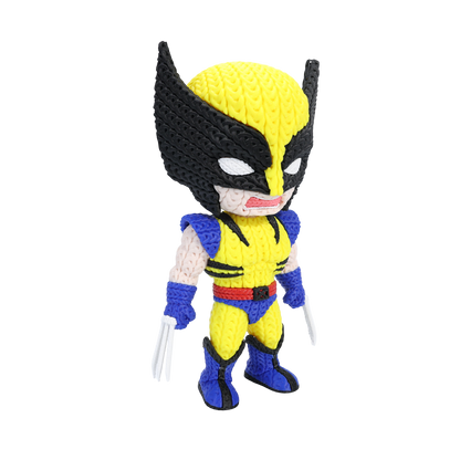 Wolverine Inspired 3D Printed Figure – Crochet Texture Style – Superhero Fan Art Display – 6" or 8"