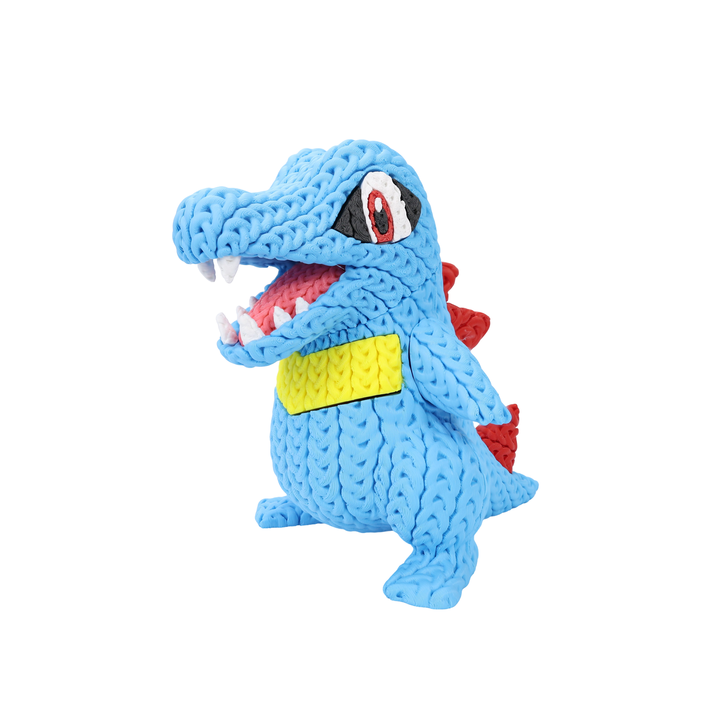 Totodile Inspired 3D Printed Figure – Crochet Texture Style – Water Starter Fan Art – 6" or 8"