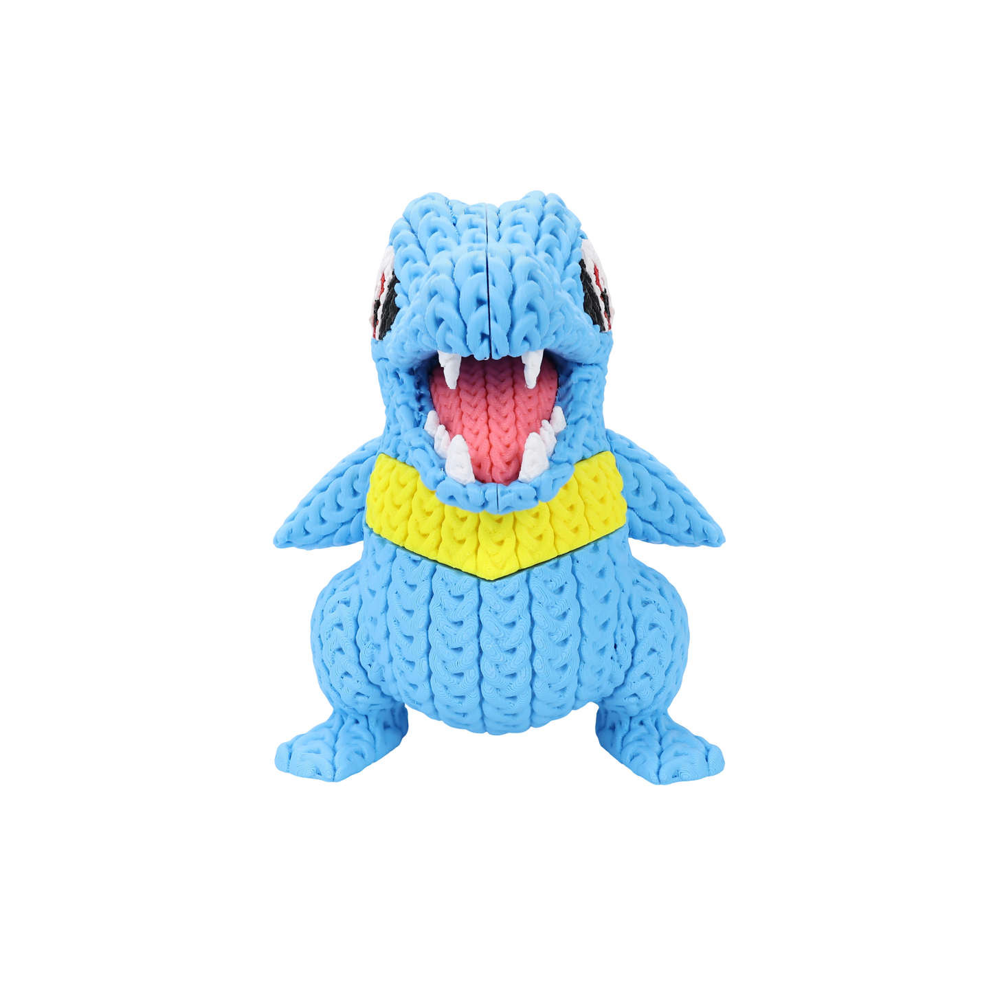 Totodile Inspired 3D Printed Figure – Crochet Texture Style – Water Starter Fan Art – 6" or 8"