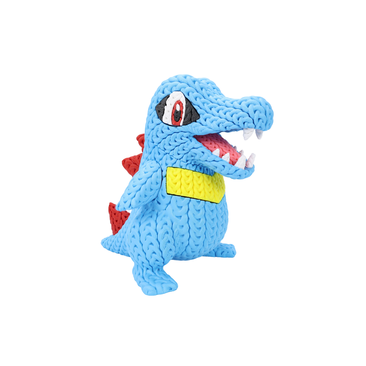 Totodile Inspired 3D Printed Figure – Crochet Texture Style – Water Starter Fan Art – 6" or 8"