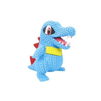 Totodile Inspired 3D Printed Figure – Crochet Texture Style – Water Starter Fan Art – 6" or 8"