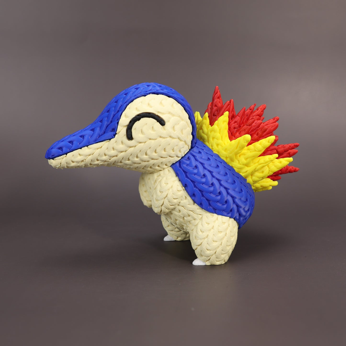 Cyndaquil Inspired 3D Printed Figure – Crochet Texture Style – Fire Starter Fan Art – 6" or 8"