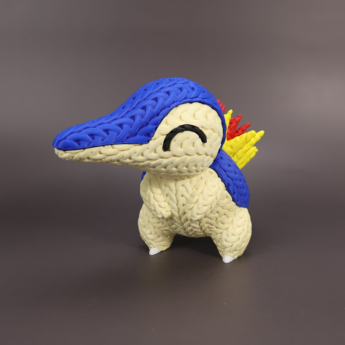 Cyndaquil Inspired 3D Printed Figure – Crochet Texture Style – Fire Starter Fan Art – 6" or 8"