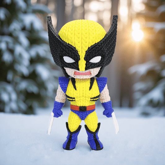 Wolverine Inspired 3D Printed Figure – Crochet Texture Style – Superhero Fan Art Display – 6" or 8"