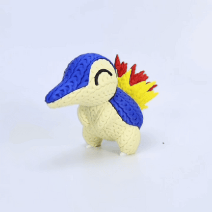 Cyndaquil Inspired 3D Printed Figure – Crochet Texture Style – Fire Starter Fan Art – 6" or 8"