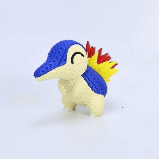 Cyndaquil Inspired 3D Printed Figure – Crochet Texture Style – Fire Starter Fan Art – 6" or 8"
