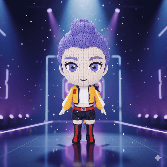 Rumi – K-Pop Demon Hunters–Inspired Crochet-Style Flexi Figure | 6” or 8” Tall