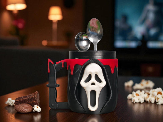 Horror Ghostface Ice Cream Pint Holder – Knife Handle & Spoon Slots