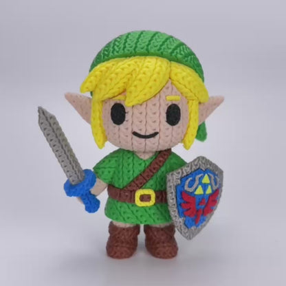 Link Inspired 3D Printed Figure – Crochet Texture Style – Fantasy Hero Fan Art Display – 6" or 8"