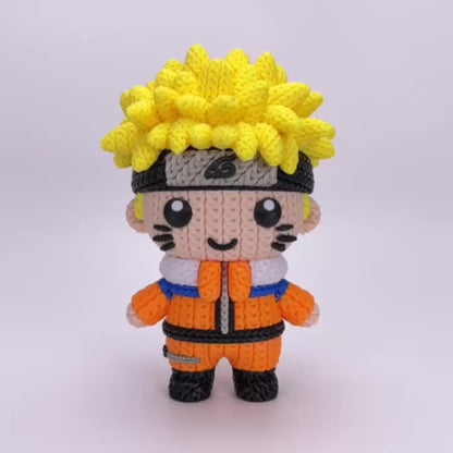 Naruto Inspired 3D Printed Figure – Crochet Texture Style – Anime Ninja Fan Art – 6" or 8"