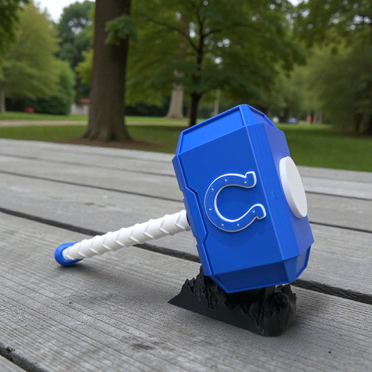 Indianapolis Colts 3D-Printed Thor-Style Hammer – 14” or 10” | With or Without Display Stand