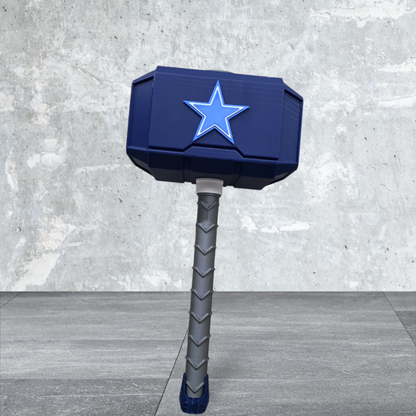 Dallas Cowboys 3D-Printed Thor-Style Hammer – 14” or 10” | With or Without Display Stand
