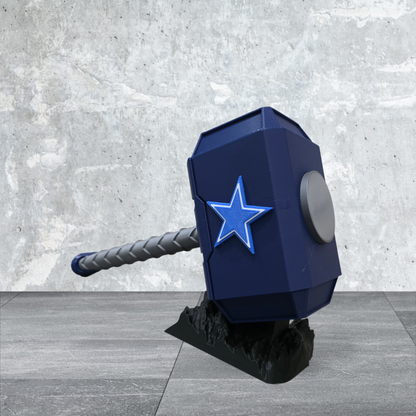 Dallas Cowboys 3D-Printed Thor-Style Hammer – 14” or 10” | With or Without Display Stand