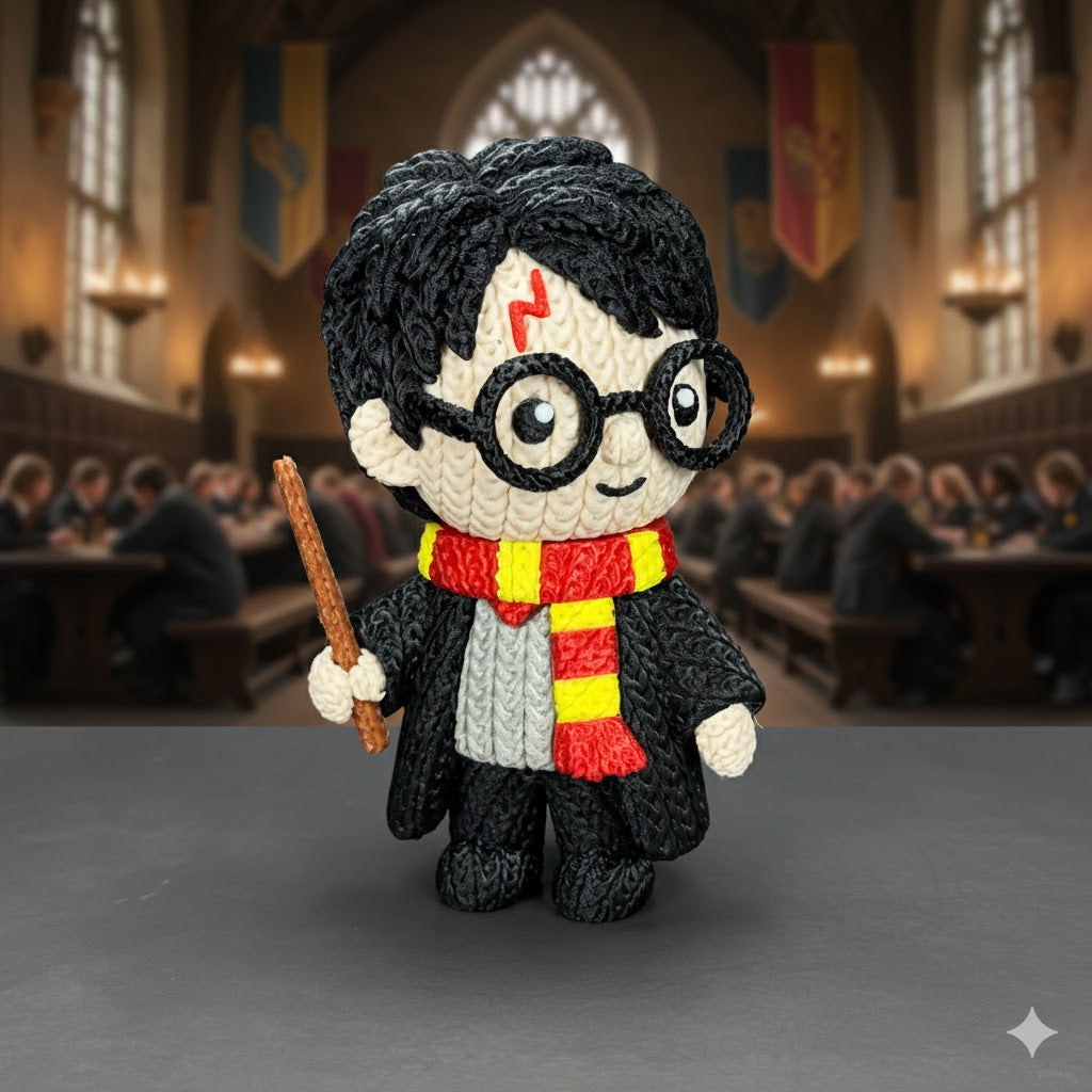 Wizard Inspired 3D Printed Figure – Crochet Texture Style – Magic School Fan Art – 6" or 8"
