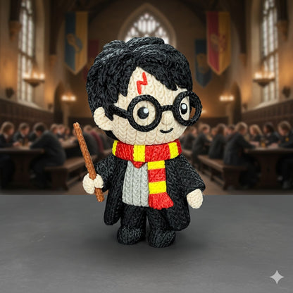 Wizard Inspired 3D Printed Figure – Crochet Texture Style – Magic School Fan Art – 6" or 8"