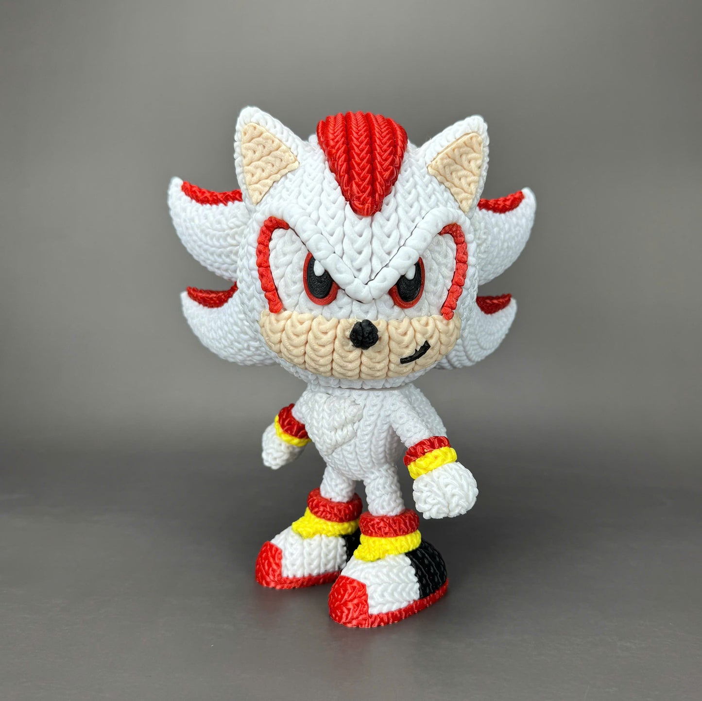 Shadow Inspired 3D Printed Figure – Crochet Texture Style – Video Game Fan Art Display – 6" or 8"