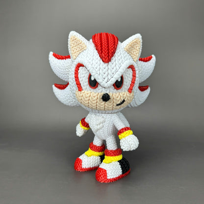 Shadow Inspired 3D Printed Figure – Crochet Texture Style – Video Game Fan Art Display – 6" or 8"