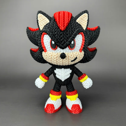 Shadow Inspired 3D Printed Figure – Crochet Texture Style – Video Game Fan Art Display – 6" or 8"