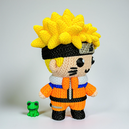 Naruto Inspired 3D Printed Figure – Crochet Texture Style – Anime Ninja Fan Art – 6" or 8"