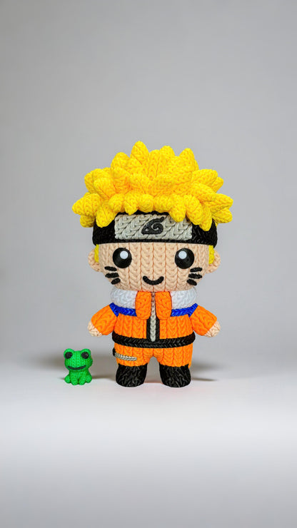 Naruto Inspired 3D Printed Figure – Crochet Texture Style – Anime Ninja Fan Art – 6" or 8"