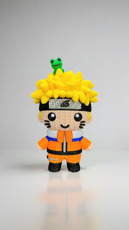 Naruto Inspired 3D Printed Figure – Crochet Texture Style – Anime Ninja Fan Art – 6" or 8"