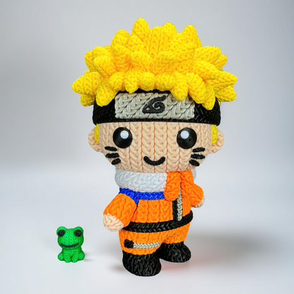 Naruto Inspired 3D Printed Figure – Crochet Texture Style – Anime Ninja Fan Art – 6" or 8"