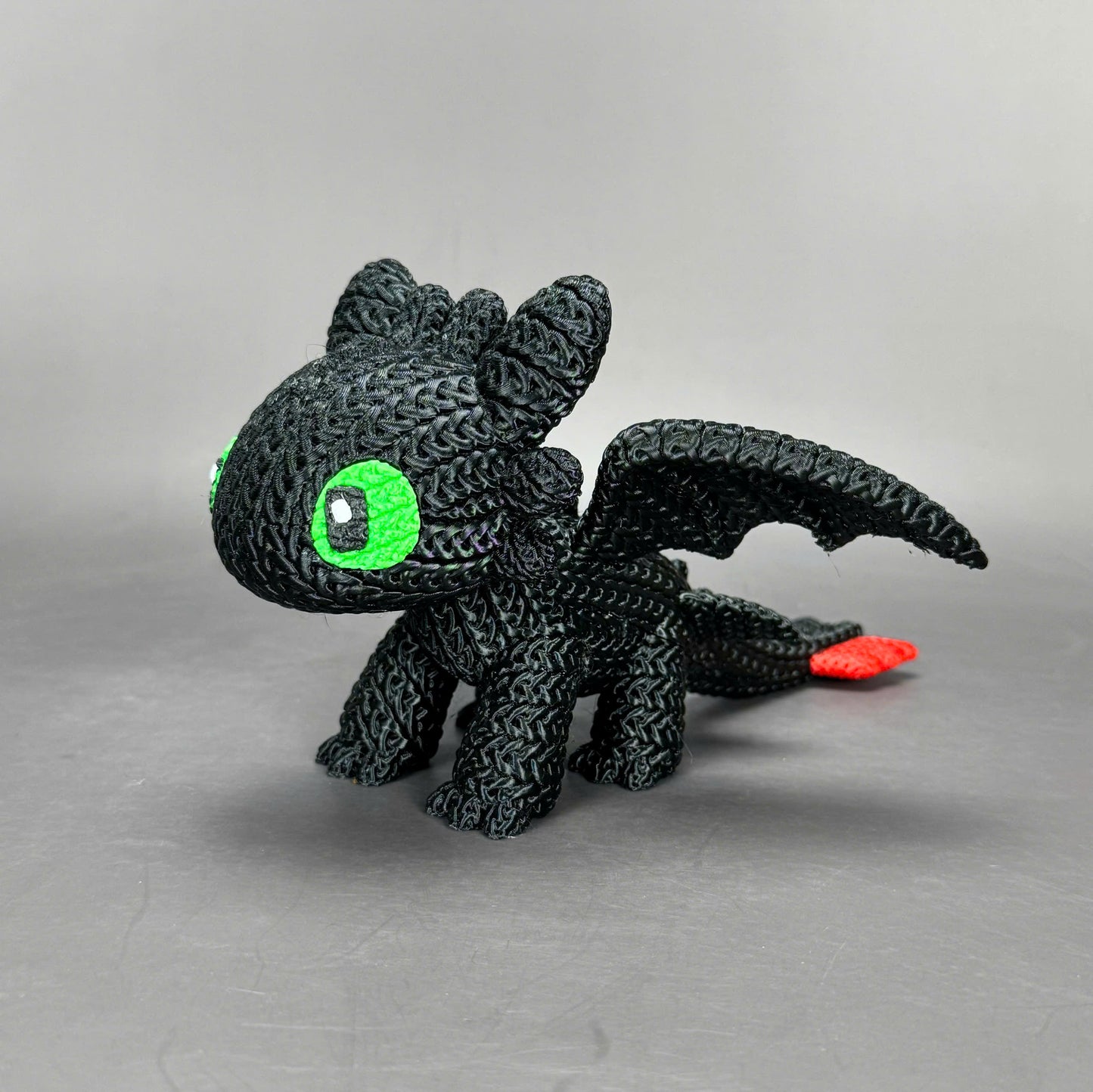 Toothless Inspired 3D Printed Figure – Crochet Texture Style – Dragon Fan Art Display – 6" or 8"