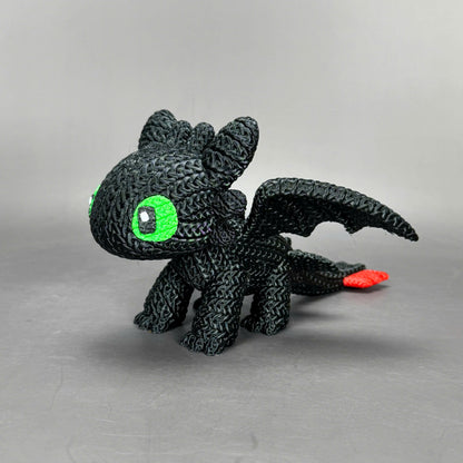 Toothless Inspired 3D Printed Figure – Crochet Texture Style – Dragon Fan Art Display – 6" or 8"