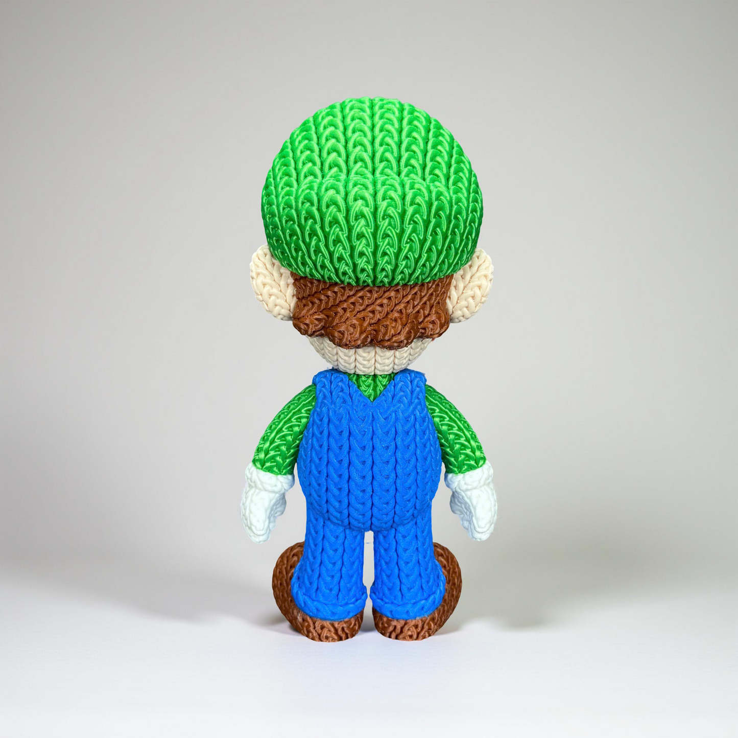 Luigi Inspired 3D Printed Figure – Crochet Texture Style – Video Game Fan Art Display – 6" or 8"